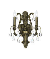 Crystorama Dawson 2 Light Spectra Crystal Brass Sconce II - 5563-AB-CL-SAQ
