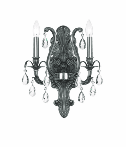 Crystorama Dawson 2 Light Swarovski Strass Crystal Pewter Sconce II - 5563-PW-CL-S