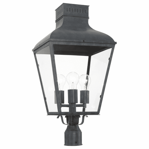 Crystorama Dumont 3 Light Outdoor Lantern Post - Graphite - DUM-9808-GE