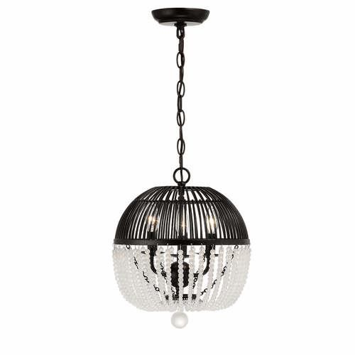 Crystorama Duval 3 Light Mini Chandelier - Matte Black - DUV-623-MK