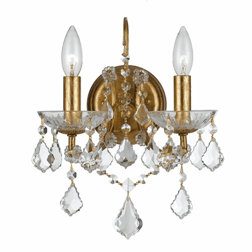 Crystorama Filmore 2 Light Swarovski Strass Crystal Gold Sconce - 4452-GA-CL-S