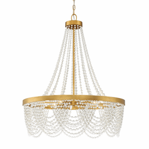 Crystorama Fiona 4 Light Chandelier - Antique Gold - FIO-A9104-GA-WH
