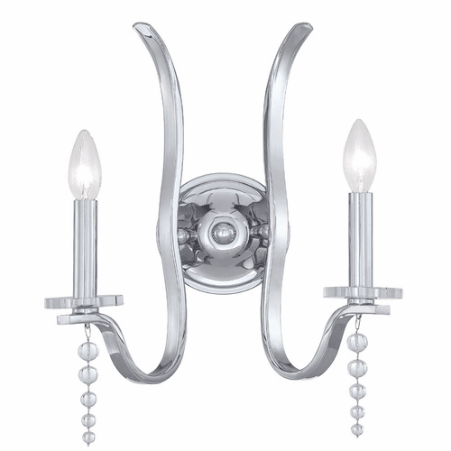Crystorama Flow 2 Light Wall Mount - Polished Chrome - 1582-CH