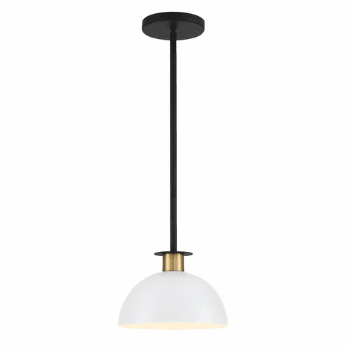 Crystorama Gigi 1 Light Pendant - Matte Black/Aged Brass - GIG-813-BK-AG