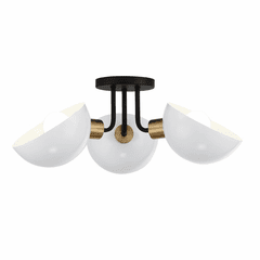 Crystorama Gigi 3 Light Semi-Flush Mount - Matte Black/Aged Brass - GIG-810-BK-AG Crystorama Gigi 3 Light Semi-Flush Mount - Matte Black/Aged Brass - GIG-810-BK-AG