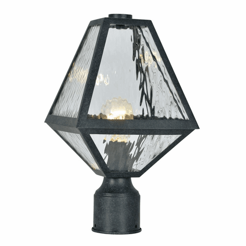Crystorama Glacier 1 Light Outdoor Lantern Post - Black Charcoal - GLA-9707-WT-BC