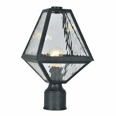 Crystorama Glacier 1 Light Outdoor Lantern Post - Black Charcoal - GLA-9707-WT-BC
