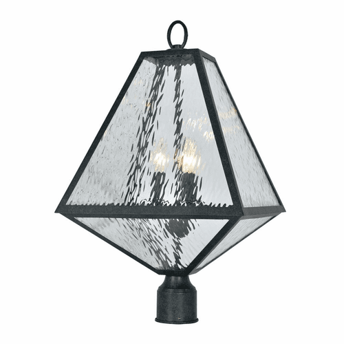 Crystorama Glacier 3 Light Outdoor Lantern Post - Black Charcoal - GLA-9709-WT-BC
