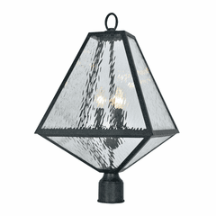 Crystorama Glacier 3 Light Outdoor Lantern Post - Black Charcoal - GLA-9709-WT-BC