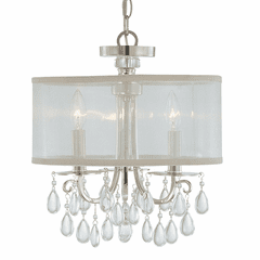 Crystorama Hampton 3 Light Chrome Clear Crystal Drum Shade Chandelier - 5623-CH