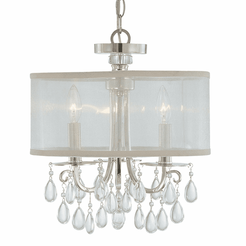 Crystorama Hampton 3 Light Chrome Clear Crystal Drum Shade Chandelier - 5623-CH