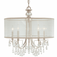 Crystorama Hampton 5 Light Drum Shade Chrome Chandelier - 5625-CH
