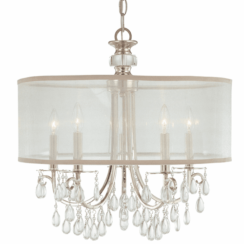 Crystorama Hampton 5 Light Drum Shade Chrome Chandelier - 5625-CH