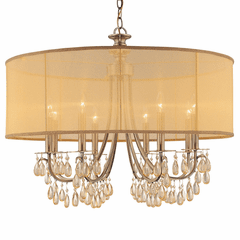 Crystorama Hampton 8 Light Drum Shade Brass Chandelier - 5628-AB