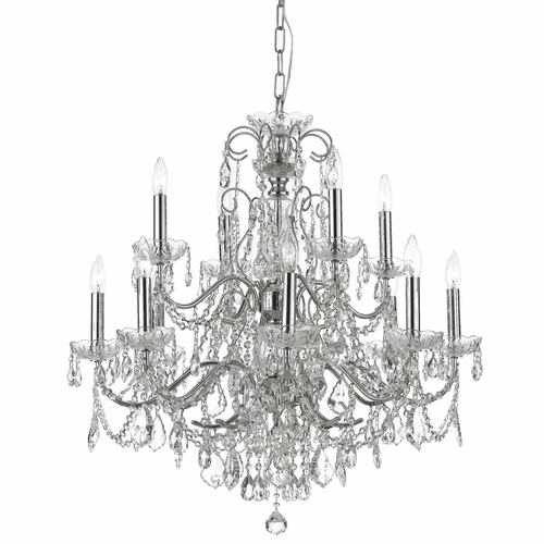 Crystorama Imperial 12 Light Italian Crystal Chrome Chandelier - 3228-CH-CL-I