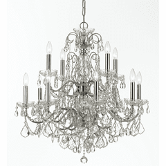 Crystorama Imperial 12 Light Swarovski Strass Crystal Chrome Chandelier - 3228-CH-CL-S