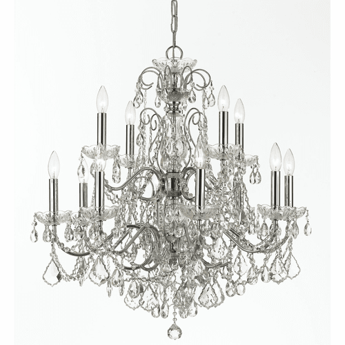 Crystorama Imperial 12 Light Swarovski Strass Crystal Chrome Chandelier - 3228-CH-CL-S