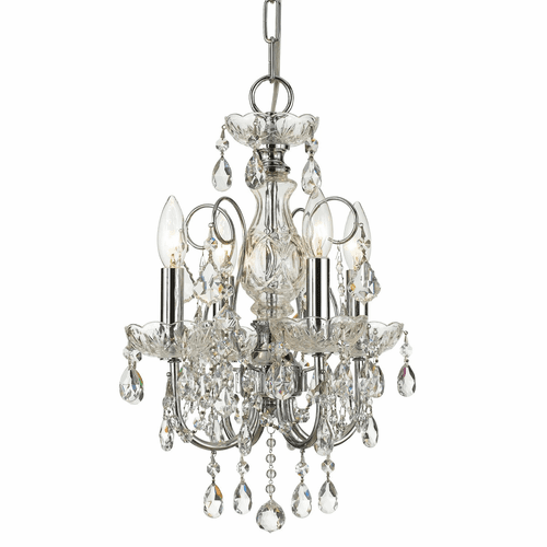 Crystorama Imperial 4 Light Swarovski Strass Crystal Chrome Mini Chandelier - 3224-CH-CL-S