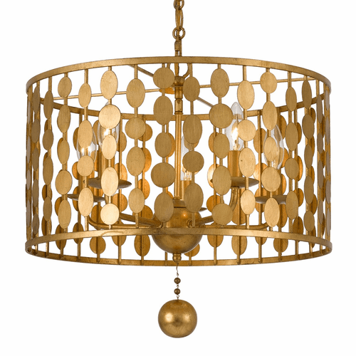 Crystorama Layla 5 Light Antique Gold Chandelier - 545-GA