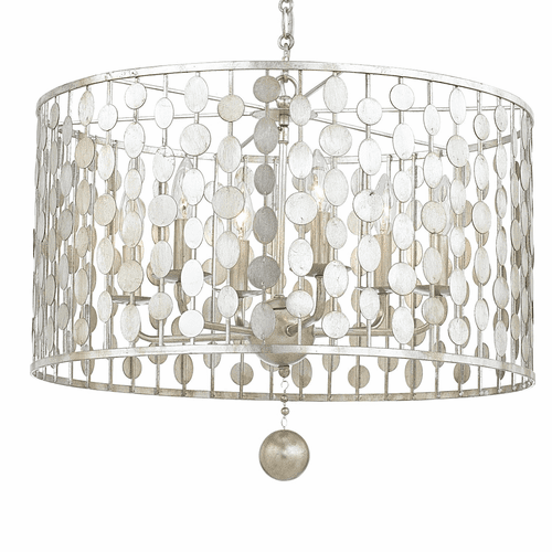 Crystorama Layla 6 Light Antique Silver Chandelier - 546-SA