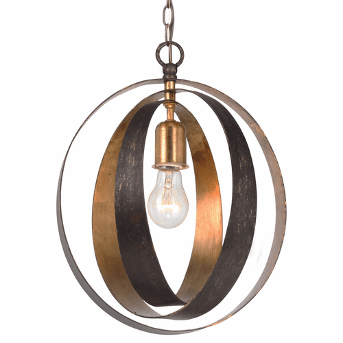 Crystorama Luna 1 Light Bronze & Gold Sphere Mini Chandelier - 580-EB-GA