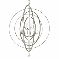 Crystorama Luna 12 Light Antique Silver Sphere Chandelier - 590-SA