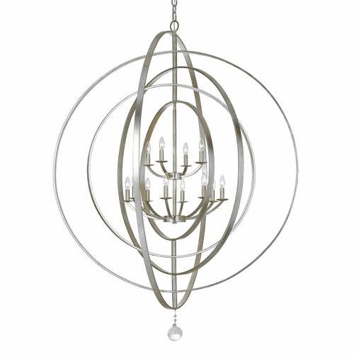 Crystorama Luna 12 Light Antique Silver Sphere Chandelier - 590-SA