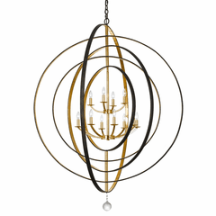Crystorama Luna 12 Light Bronze & Gold Chandelier - 590-EB-GA