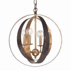 Crystorama Luna 4 Light Bronze & Gold Sphere Mini Chandelier - 584-EB-GA