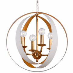 Crystorama Luna 4 Light White & Gold Sphere Mini Chandelier - 584-MT-GA