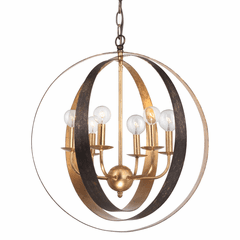 Crystorama Luna 6 Light Bronze & Gold Sphere Large Chandelier - 585-EB-GA Crystorama Luna 6 Light Bronze & Gold Sphere Large Chandelier - 585-EB-GA
