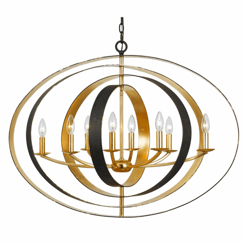 Crystorama Luna 8 Light Bronze & Gold Oval Chandelier - 588-EB-GA