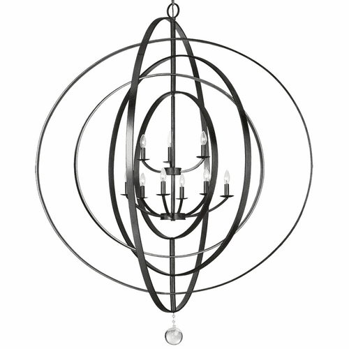 Crystorama Luna 9 Light Chandelier - Matte Black - 587-MK