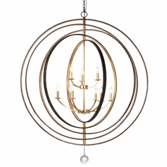Crystorama Luna 9 Light English Bronze & Antique Gold Chandelier - 587-EB-GA Crystorama Luna 9 Light English Bronze & Antique Gold Chandelier - 587-EB-GA