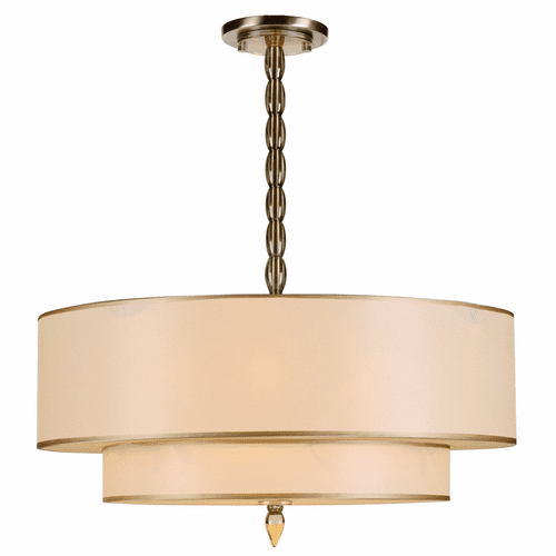 Crystorama Luxo 5 Light Drum Shade Brass Chandelier - 9507-AB