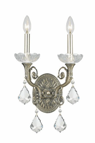 Crystorama Majestic 2 Light Clear Crystal Brass Sconce II - 1482-HB-CL-MWP