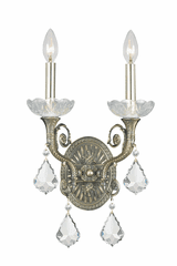 Crystorama Majestic 2 Light Spectra Crystal Brass Sconce II - 1482-HB-CL-SAQ