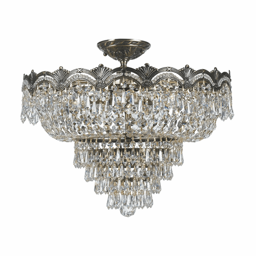 Crystorama Majestic 5 Light Hand Cut Crystal Semi-Flush - 1485-HB-CL-MWP