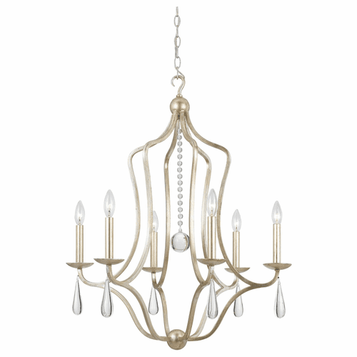 Crystorama Manning 6 Light Silver Leaf Chandelier - 5976-SL