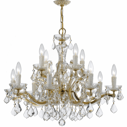 Crystorama Maria Theresa 12 Light Spectra Crystal Gold Chandelier - 4379-GD-CL-SAQ