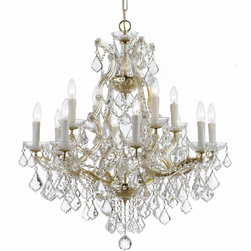 Crystorama Maria Theresa 13 Light Clear Italian Crystal Gold Chandelier I - 4412-GD-CL-I