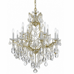 Crystorama Maria Theresa 13 Lt Swarovski Strass Crystal Gold Chandelier II - 4413-GD-CL-S