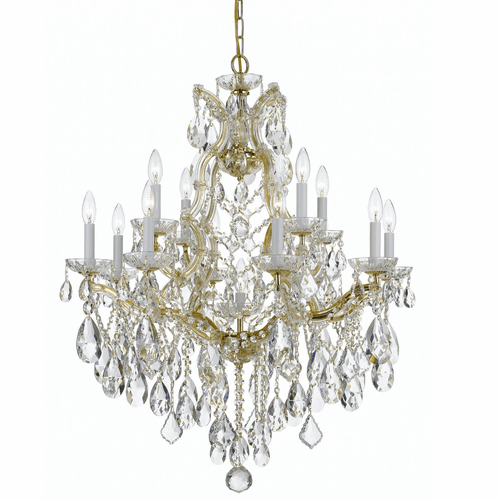 Crystorama Maria Theresa 13 Lt Swarovski Strass Crystal Gold Chandelier II - 4413-GD-CL-S