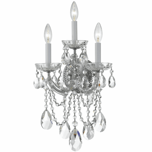 Crystorama Maria Theresa 3 Light Clear Crystal Chrome Sconce I - 4423-CH-CL-MWP