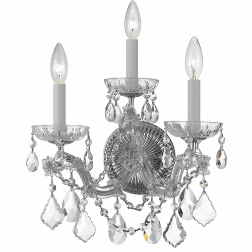 Crystorama Maria Theresa 3 Light Clear Crystal Chrome Sconce II - 4403-CH-CL-MWP