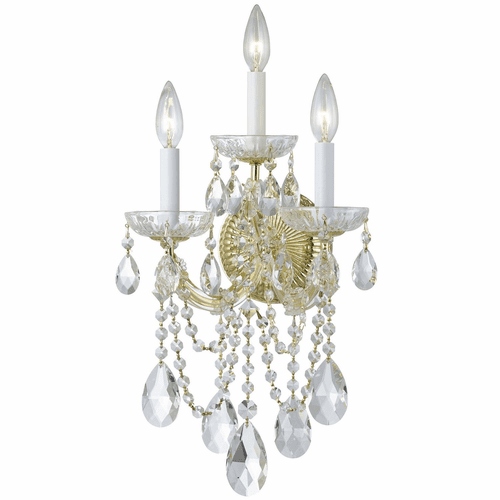 Crystorama Maria Theresa 3 Light Clear Crystal Gold Sconce I - 4423-GD-CL-MWP