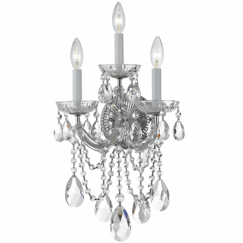 Crystorama Maria Theresa 3 Light Spectra Crystal Chrome Sconce I - 4423-CH-CL-SAQ