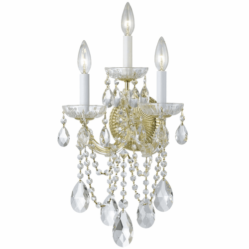 Crystorama Maria Theresa 3 Light Spectra Crystal Gold Sconce I - 4423-GD-CL-SAQ