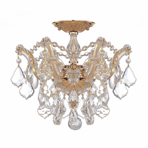 Crystorama Maria Theresa 3 Light Spectra Crystal Semi-Flush II - 4430-GD-CL-SAQ