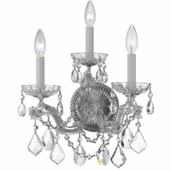 Crystorama Maria Theresa 3 Light Swarovski strass Crystal Chrome Sconce II - 4403-CH-CL-S